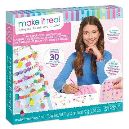Make It Real - Clay Charm DIY Jewelry Kit- 279 Pcs | 8Y+