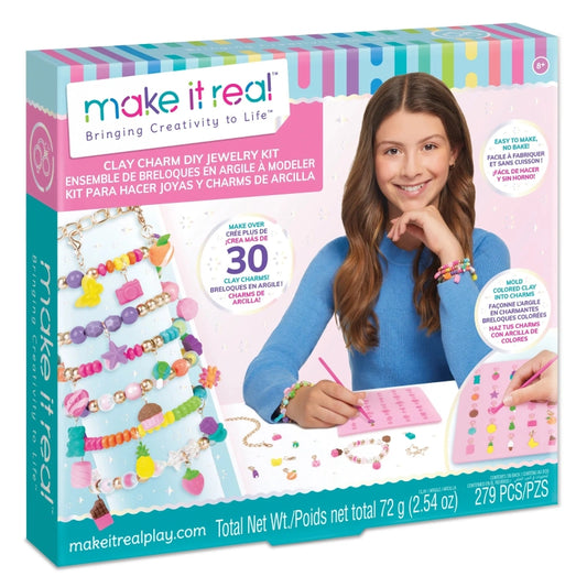 Make It Real - Clay Charm DIY Jewelry Kit- 279 Pcs | 8Y+