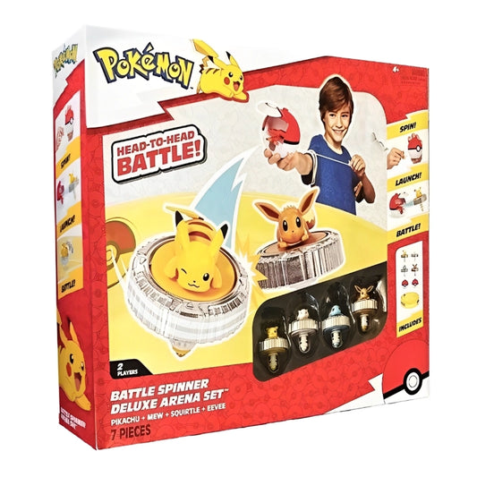 Pokemon - Battle Spinner Deluxe Arena Set (Pikachu #1, Mew, Squirtle, Eevee, with Poke Balls) | 4Y+