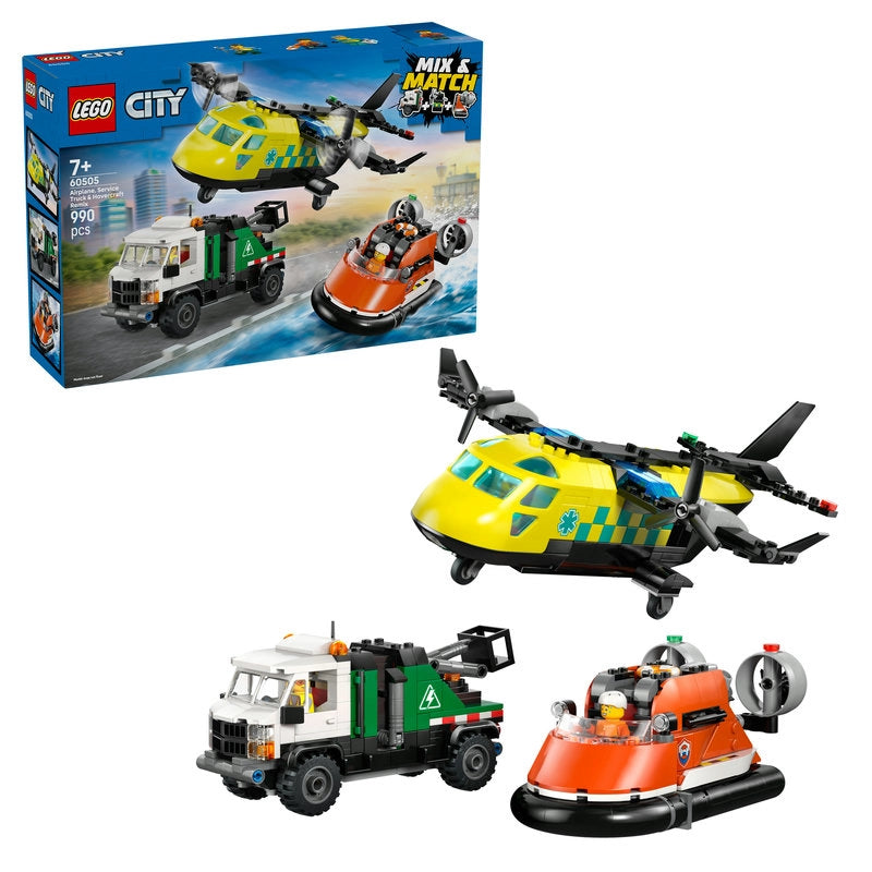 Lego - Airplane, Service Truck & Hovercraft Remix | 990 Pcs | 7Y+ Lego - Airplane, Service Truck & Hovercraft Remix | 990 Pcs | 7Y+