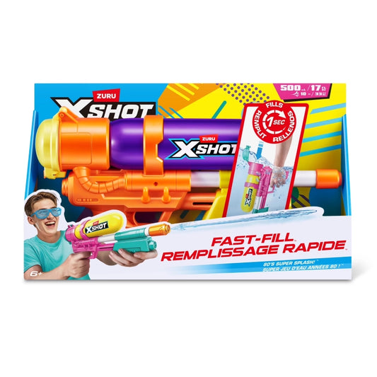 X-Shot - Water Fast Fill 80s Super Splash Water Blaster- Orange/Purple | 6Y+