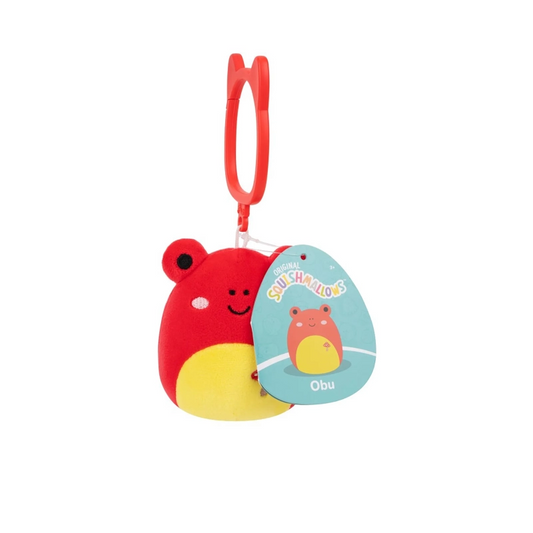 Squishmallows - Clip-On Little Plush 3.5" Obu the Red Tropical Frog with Mushroom Embroidery | 1-6Y