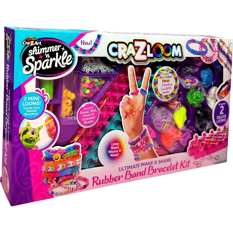 Cra-Z-Art - طقم أساور المطاط المطرزة Shimmer 'n Sparkle Cra-Z-Loom | 8 سنوات فأكثر Cra-Z-Art - طقم أساور المطاط المطرزة Shimmer 'n Sparkle Cra-Z-Loom | 8 سنوات فأكثر