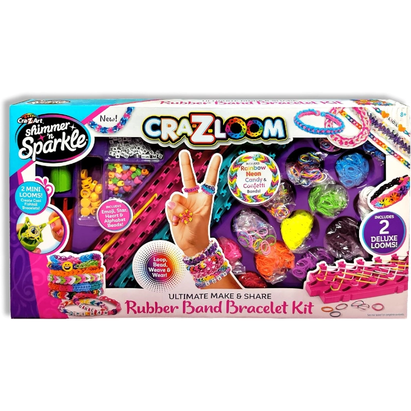 Cra-Z-Art - طقم أساور المطاط المطرزة Shimmer 'n Sparkle Cra-Z-Loom | 8 سنوات فأكثر Cra-Z-Art - طقم أساور المطاط المطرزة Shimmer 'n Sparkle Cra-Z-Loom | 8 سنوات فأكثر