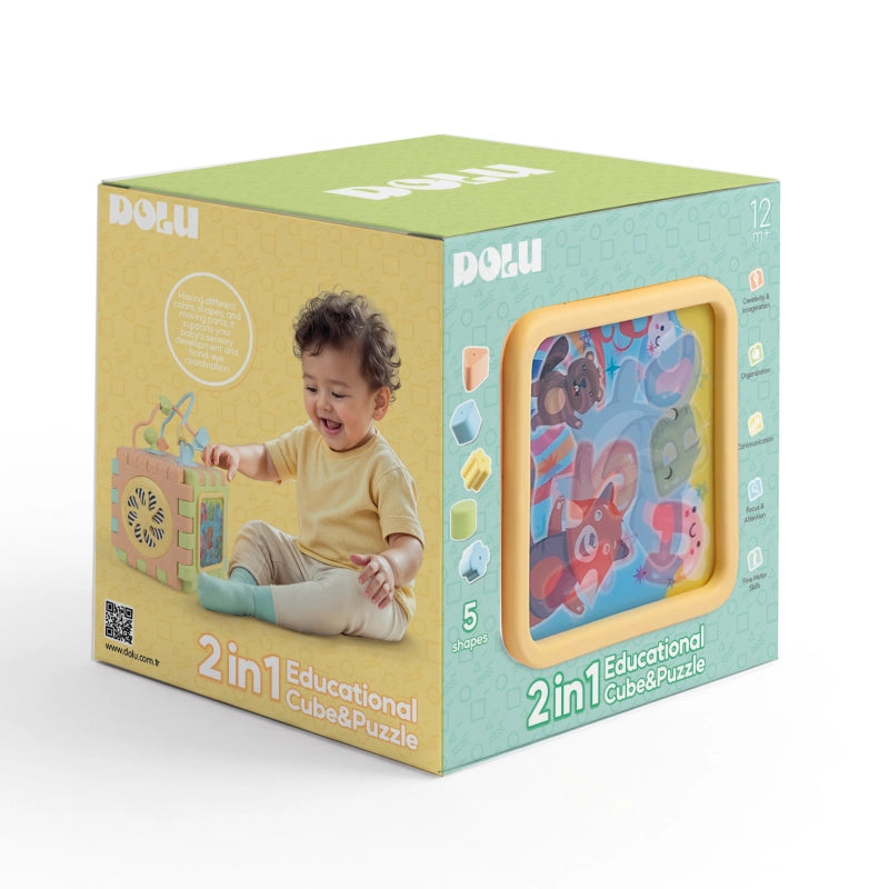Dolu - 2-in-1 Educational Cube & Puzzle | Pastel Colours | 1Y+ — BambiniJO Jordan