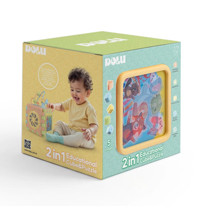 Dolu - 2-in-1 Educational Cube & Puzzle | Pastel Colours | 1Y+ — BambiniJO Jordan