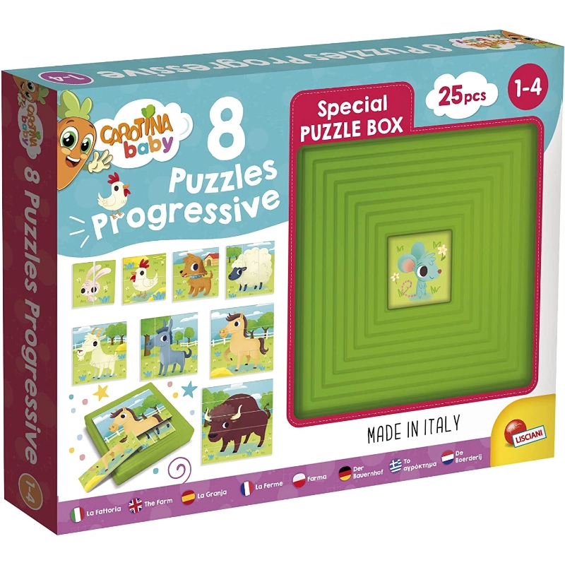 Lisciani - Carotina Baby 8 Progressive Puzzle- The Farm | 1Y+