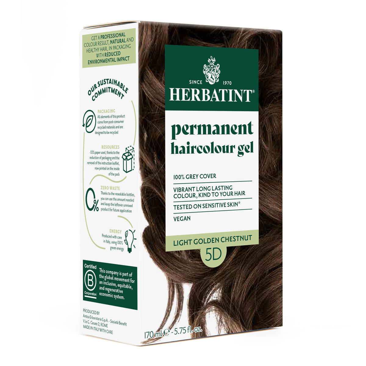 Herbatint 5D Light Golden Chestnut permanent haircolour gel 170ml pack — BambiniJO Jordan