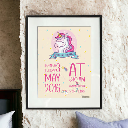 Customized Birth Certificate Frame | Unicorn