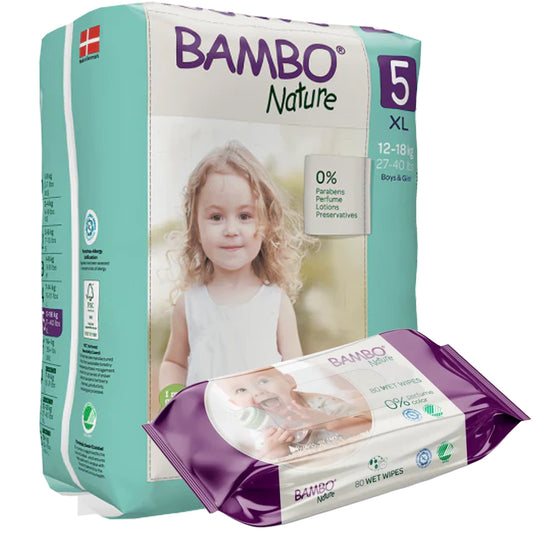 BAMBO Diapers Size 5 (12-18 Kg), 22Count + 80 Wipes Free