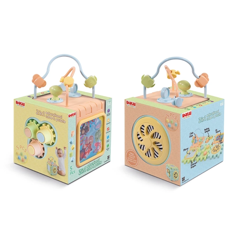 Dolu - 2-in-1 Educational Cube (Pastel Colors) | 1Y+ Dolu - 2-in-1 Educational Cube (Pastel Colors) | 1Y+