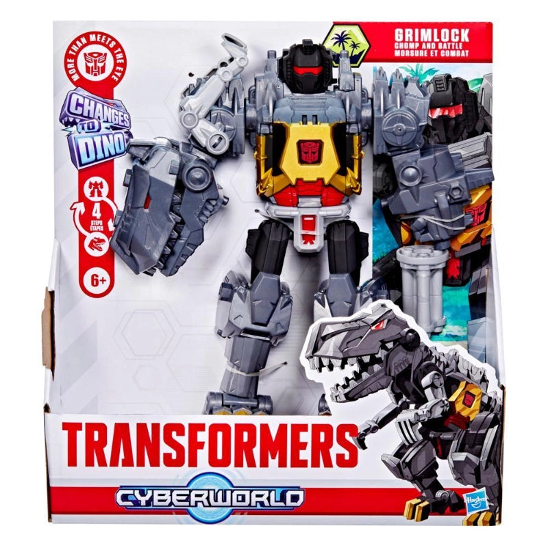 Transformers - Cyberworld Grimlock Chomp & Battle 9-Inch Action Figure | 6Y+ Transformers - Cyberworld Grimlock Chomp & Battle 9-Inch Action Figure | 6Y+