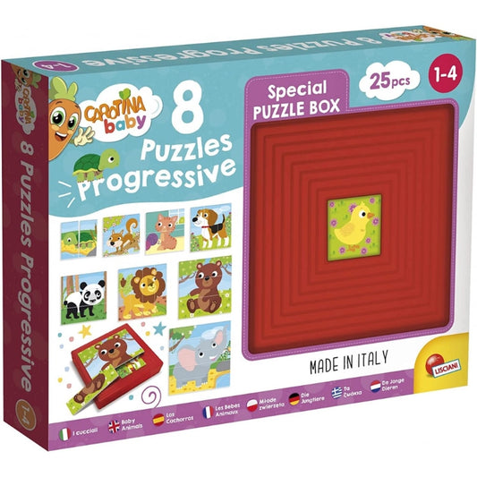 Lisciani - Carotina Baby 8 Progressive Puzzle- Baby Animals | 1Y+