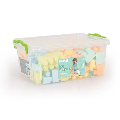 Dolu - Colour Big Blocks in Plastic Box- 85 Pcs (Pastel Colors) | 18M+