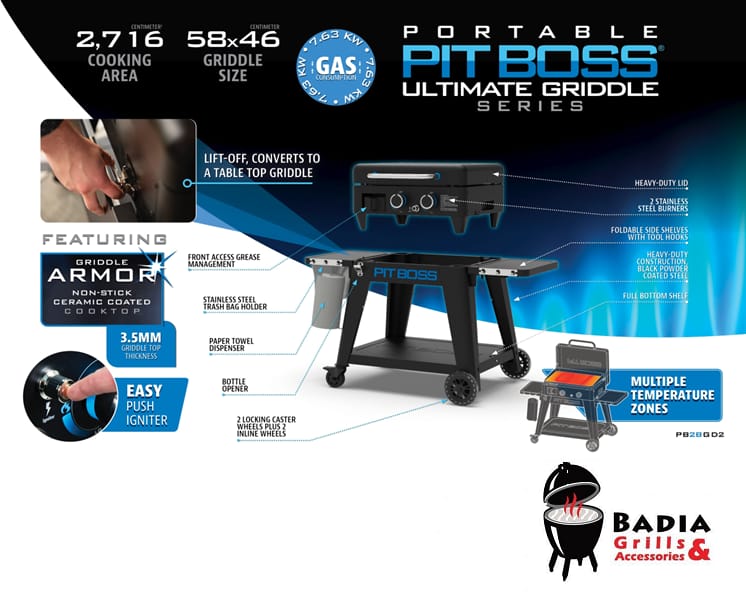 Pit Boss - Outdoor Gas Grill 2 Burner Griddle with Removable Top + Cover Pit Boss - Outdoor Gas Grill 2 Burner Griddle with Removable Top + Cover