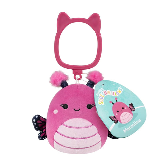 Squishmallows - Clip-On Little Plush 3.5" Marcelina the Raspberry Pink Monarch Butterfly | 1-6Y