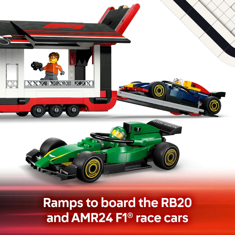 Lego - F1 Truck with RB20 & AMR24 F1 Cars 1086 Pcs 8Y+ — BambiniJO Jordan