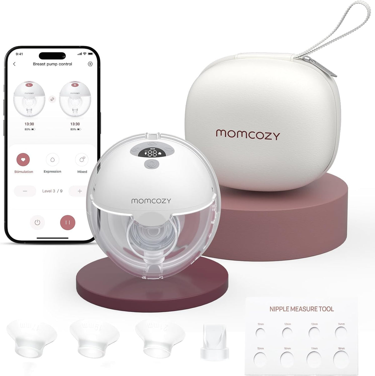 Momcozy M5 Smart Wearable Breast Pump | Gray | Single