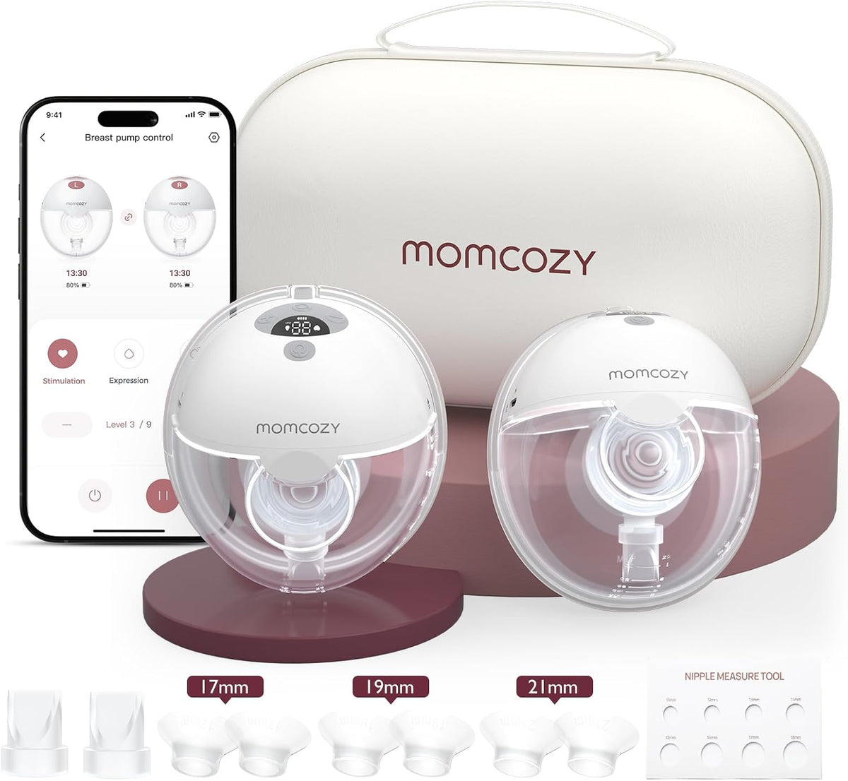 Momcozy M5 Smart Wearable Breast Pump | Gray | Double