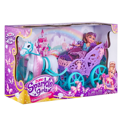 Sparkle Girlz - Dolls Playset- Dolls & Carriage-10.5" Princess with Horse & Carriage | 3Y+