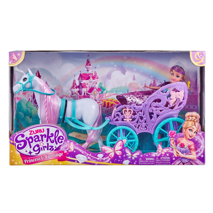 Sparkle Girlz - Dolls Playset- Dolls & Carriage-10.5" Princess with Horse & Carriage | 3Y+