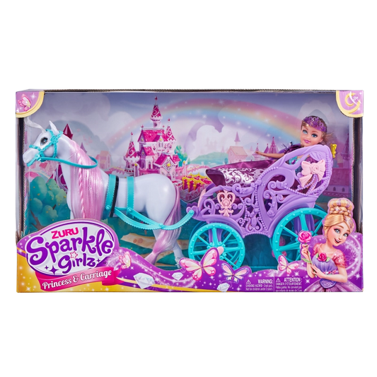 Sparkle Girlz - Dolls Playset- Dolls & Carriage-10.5" Princess with Horse & Carriage | 3Y+