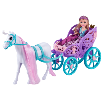 Sparkle Girlz - Dolls Playset- Dolls & Carriage-10.5" Princess with Horse & Carriage | 3Y+