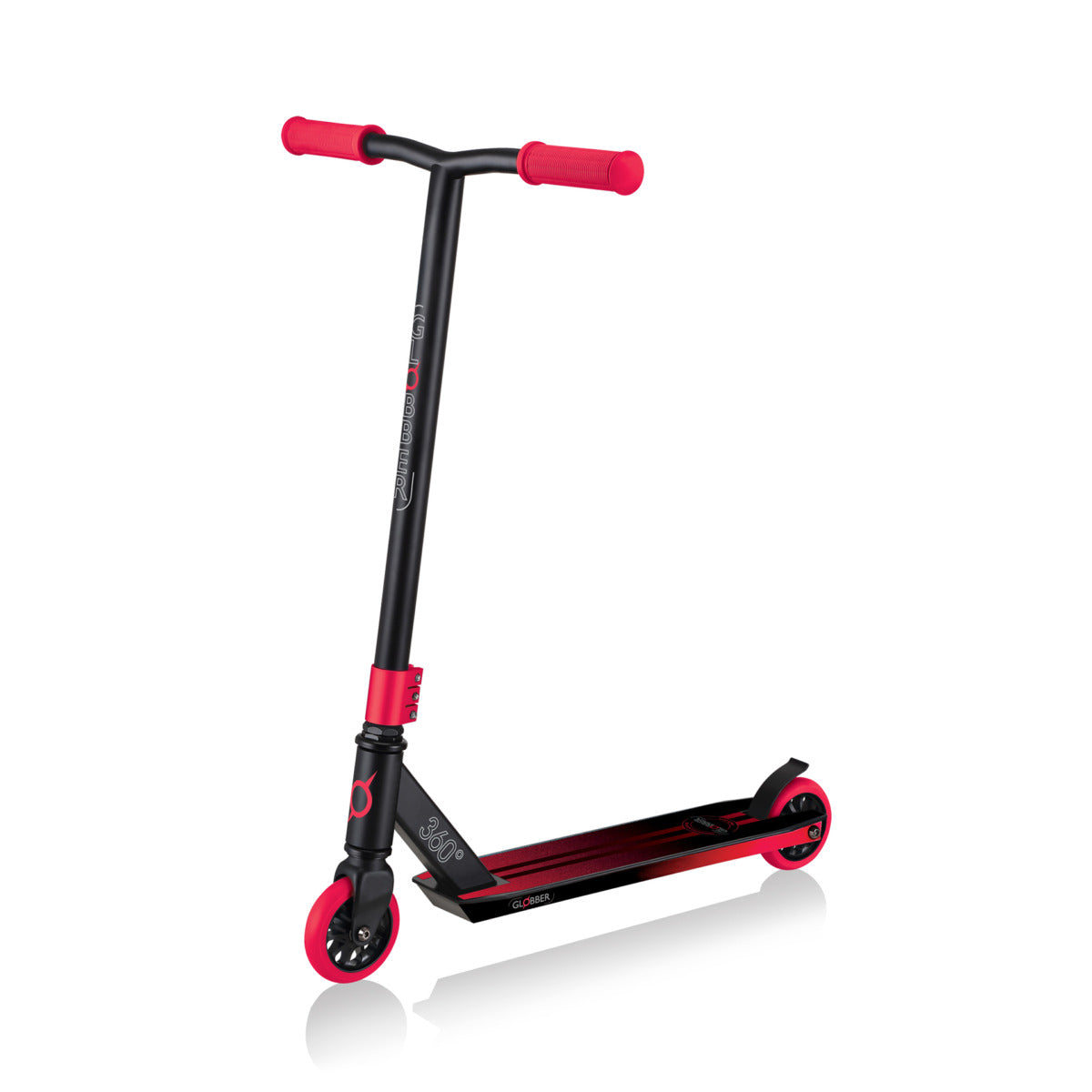Globber GS 360 stunt scooter in black and red