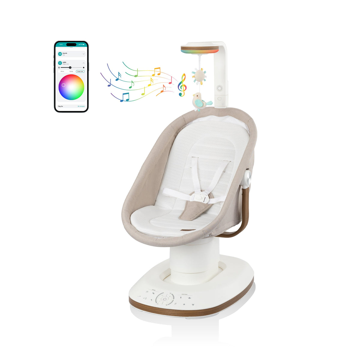 Evenflo Elara 2-in-1 Smart Motion Swing & Soothing Nest Coastal Coffee