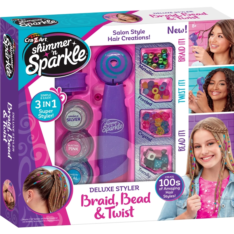 Cra-Z-Art - Shimmer 'n Sparkle Deluxe Styler Braid Bead & Twist! | 8Y+