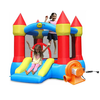 Happy Hop Castle Bouncer with Slide and Hoop 9221