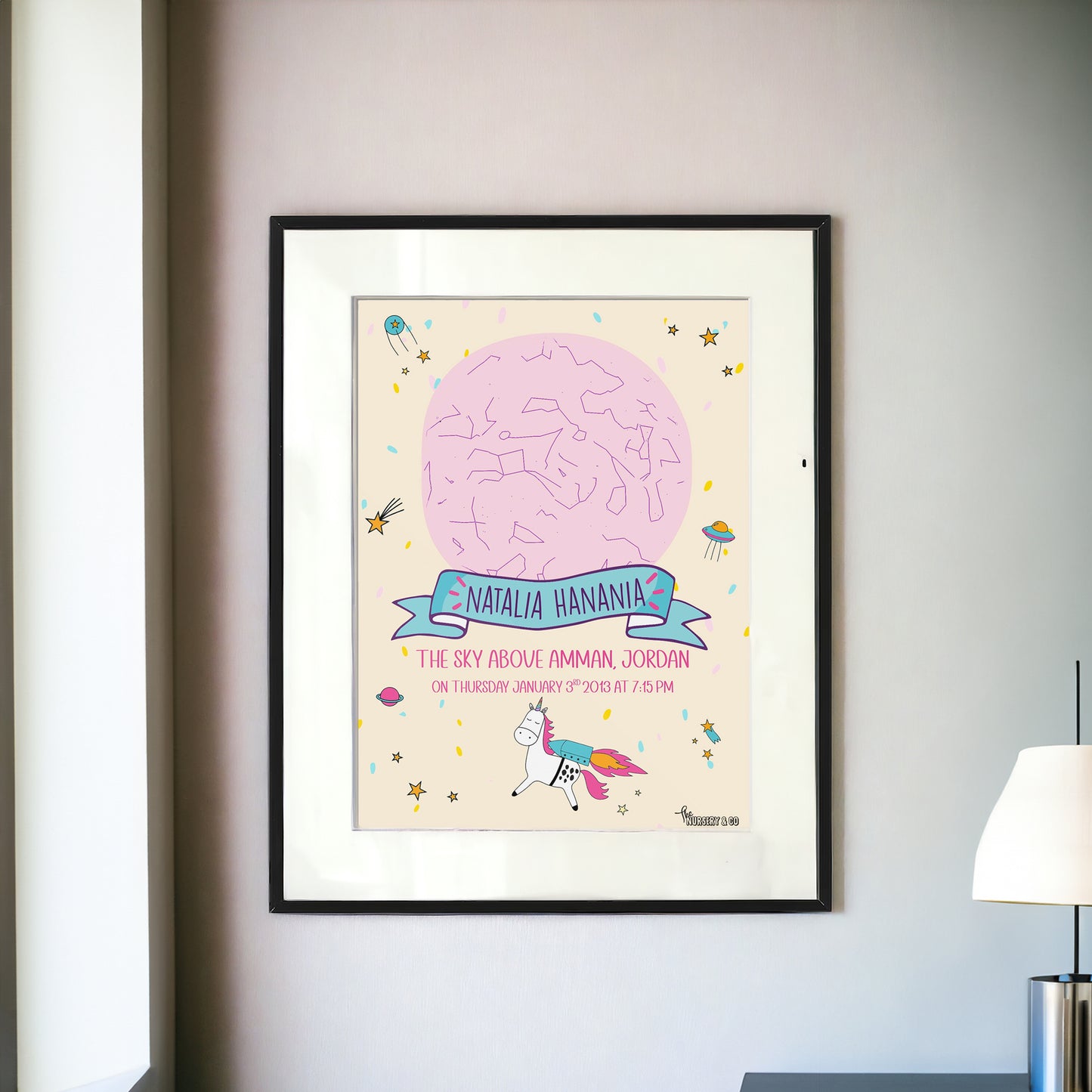 Customized Star Map Frame | Space Unicorn