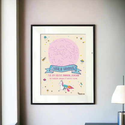 Customized Star Map Frame | Space Unicorn