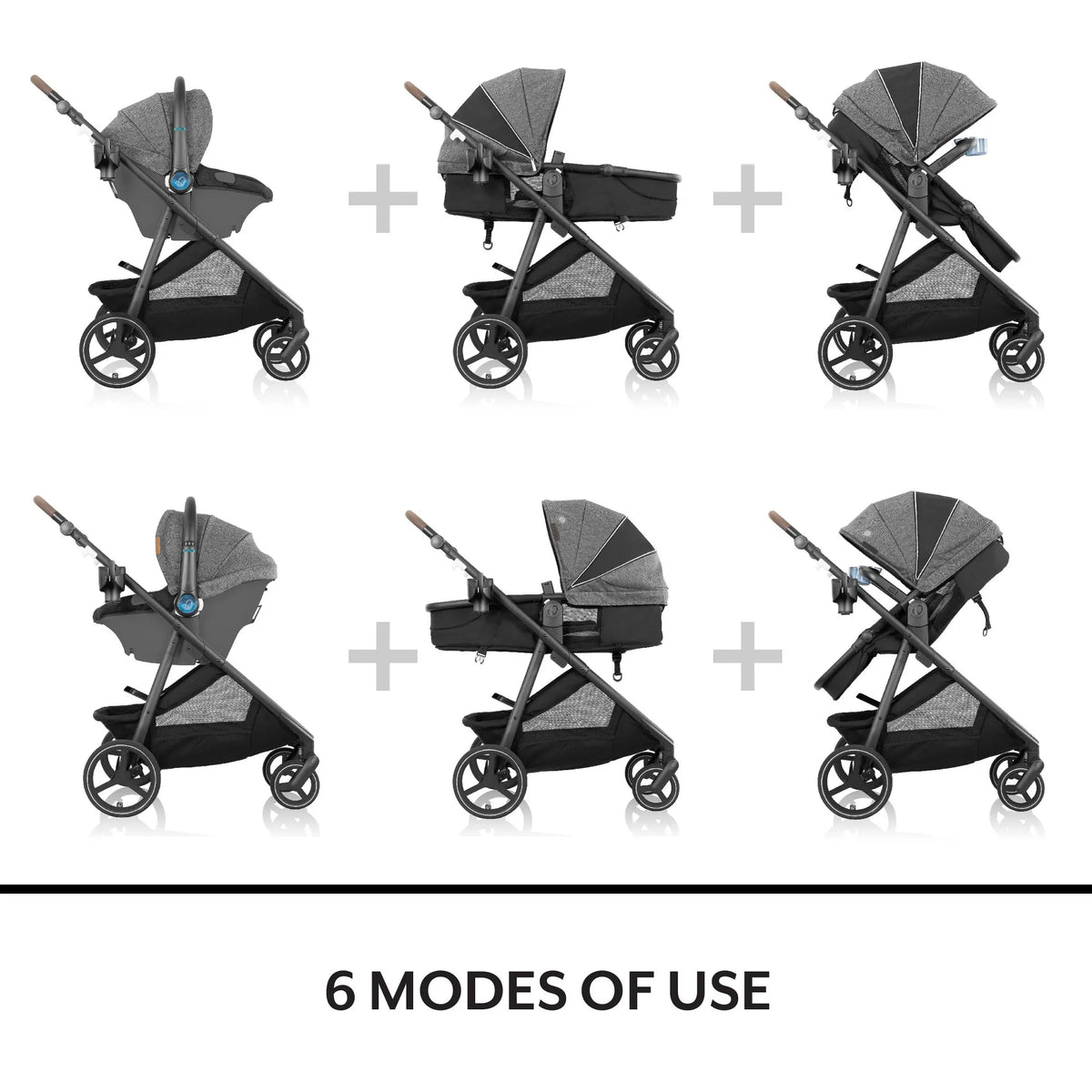 Evenflo - Shyft Intuiti+ Travel System with Revolve180 LiteMax NXT Rotating Infant Car Seat | Travertine