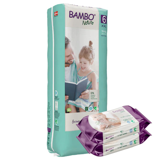 BAMBO Diapers Size 6 (16Kg+), 40 Count+ 160 Wipes Free