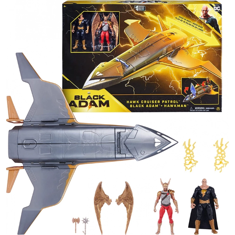 DC Universe - DC Black Adam Movie Hawk Cruiser with 4" figure Black Adam and Hawkman | 4Y+