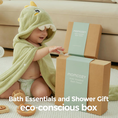 Momcozy Coral Fleece Bath Towels | Double Pack | Elephant & Crocodile