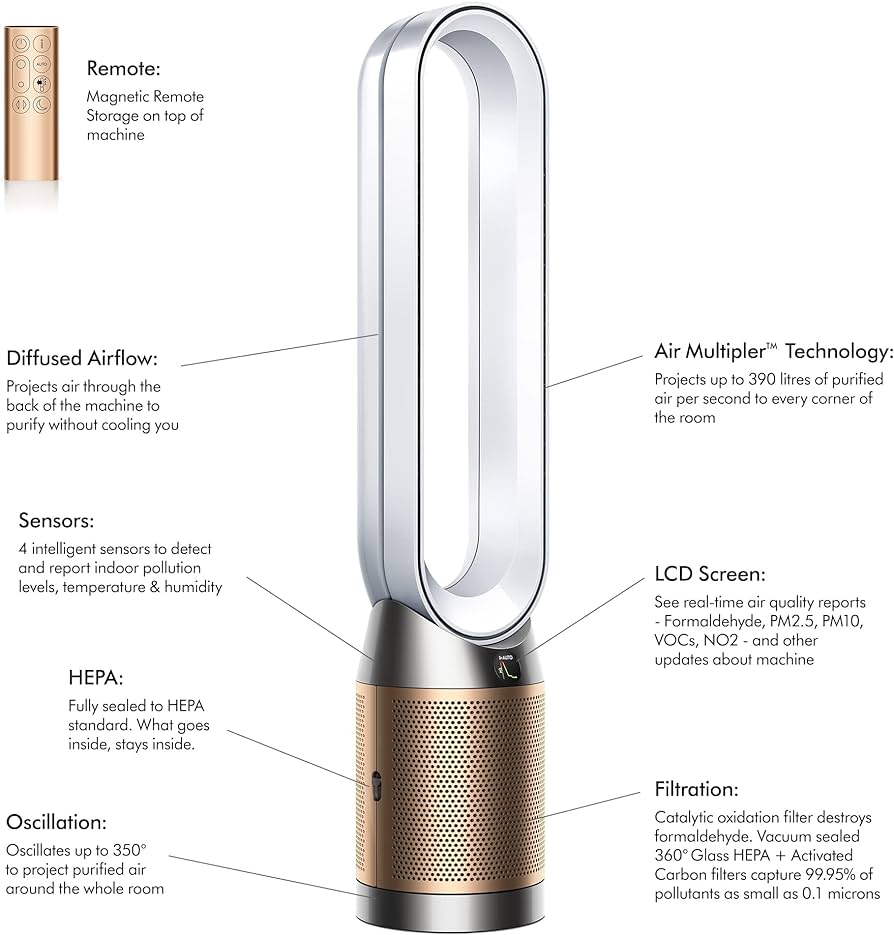 Dyson - Air Purifier Cool Formaldehyde TP09 - Nickel/Gold Dyson - Air Purifier Cool Formaldehyde TP09 - Nickel/Gold