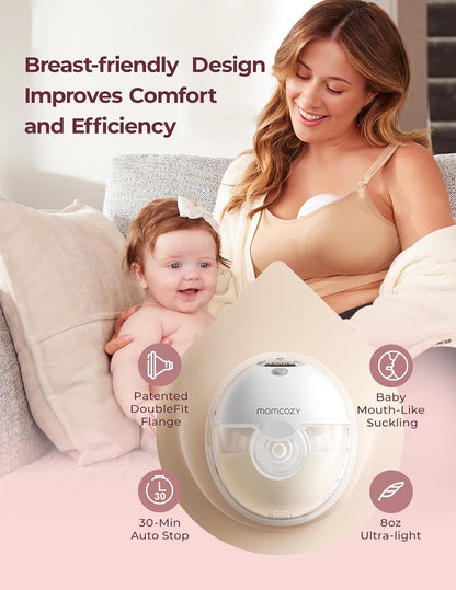 Momcozy M5 Smart Wearable Breast Pump | Gray | Single
