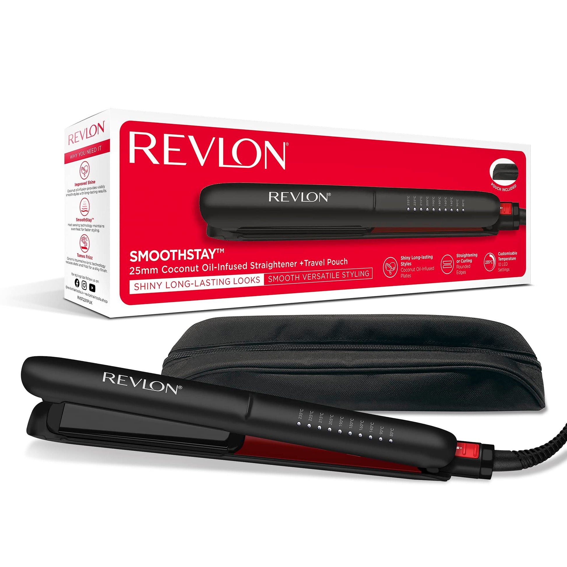 Revlon - SmoothStay 25mm Straightener with Coconut Oil Infusion Revlon - SmoothStay 25mm Straightener with Coconut Oil Infusion