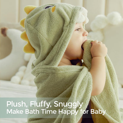 Momcozy Coral Fleece Bath Towels | Double Pack | Elephant & Crocodile