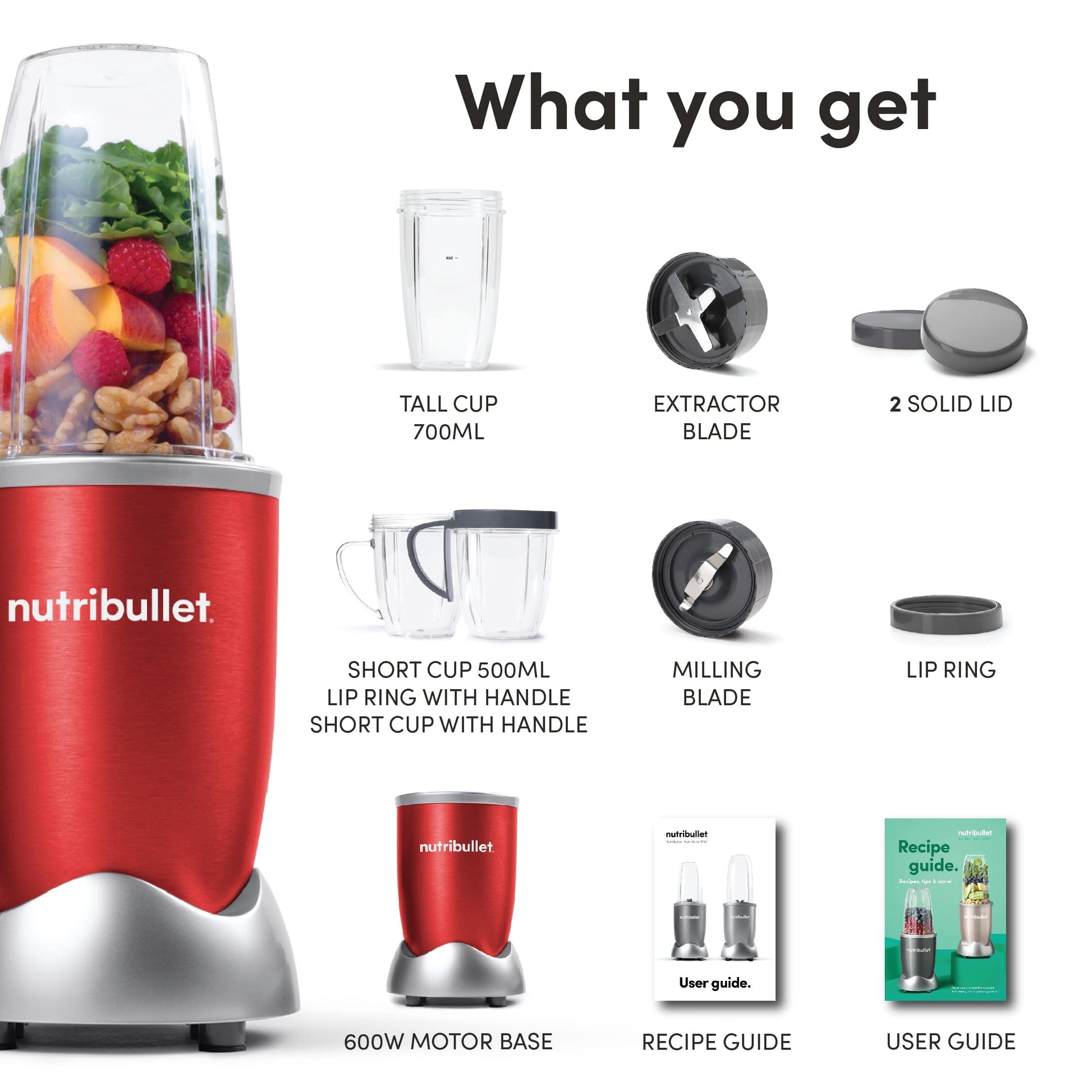 NutriBullet - Blender | Red | 600W | 9 Pcs NutriBullet - Blender | Red | 600W | 9 Pcs