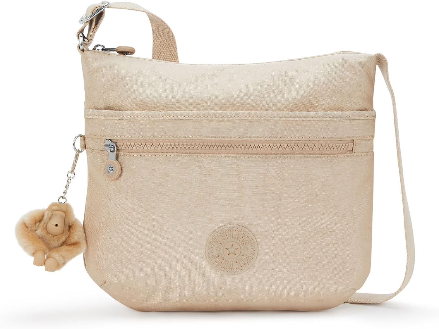Kipling ARTO Crossbody Bag Sparkled Beige - front view