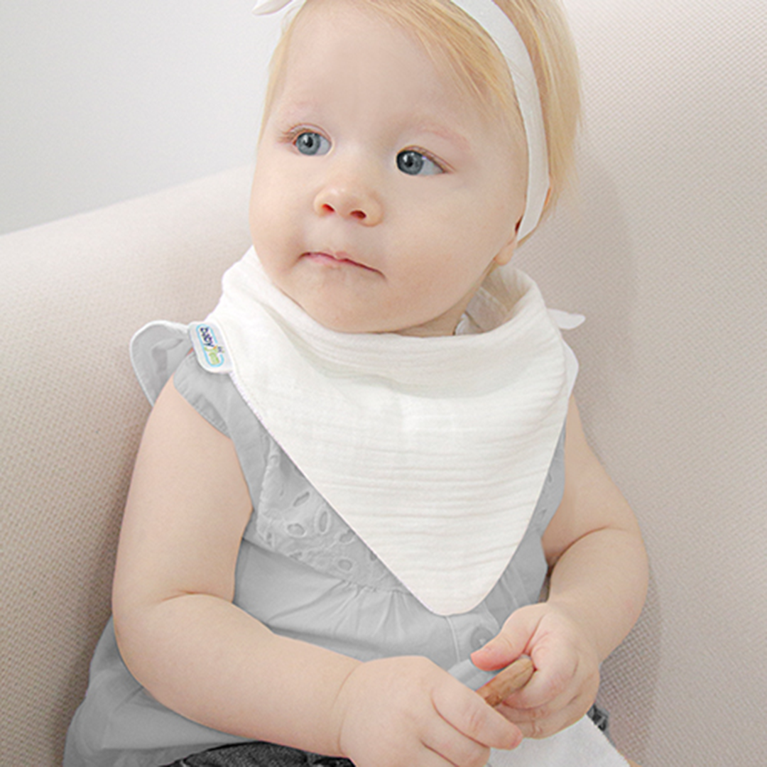 BabyJem Muslin Bib with Silicone Ecru