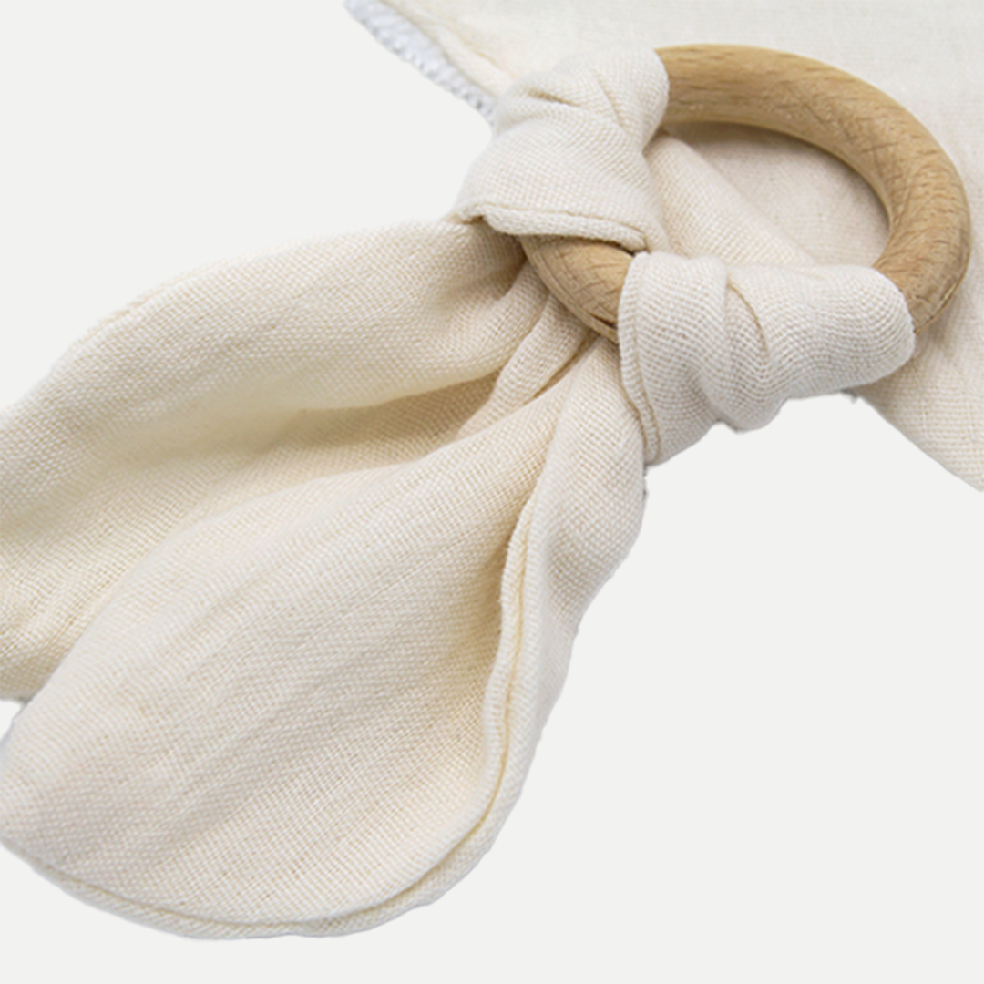 BabyJem Muslin Bib with Silicone Ecru