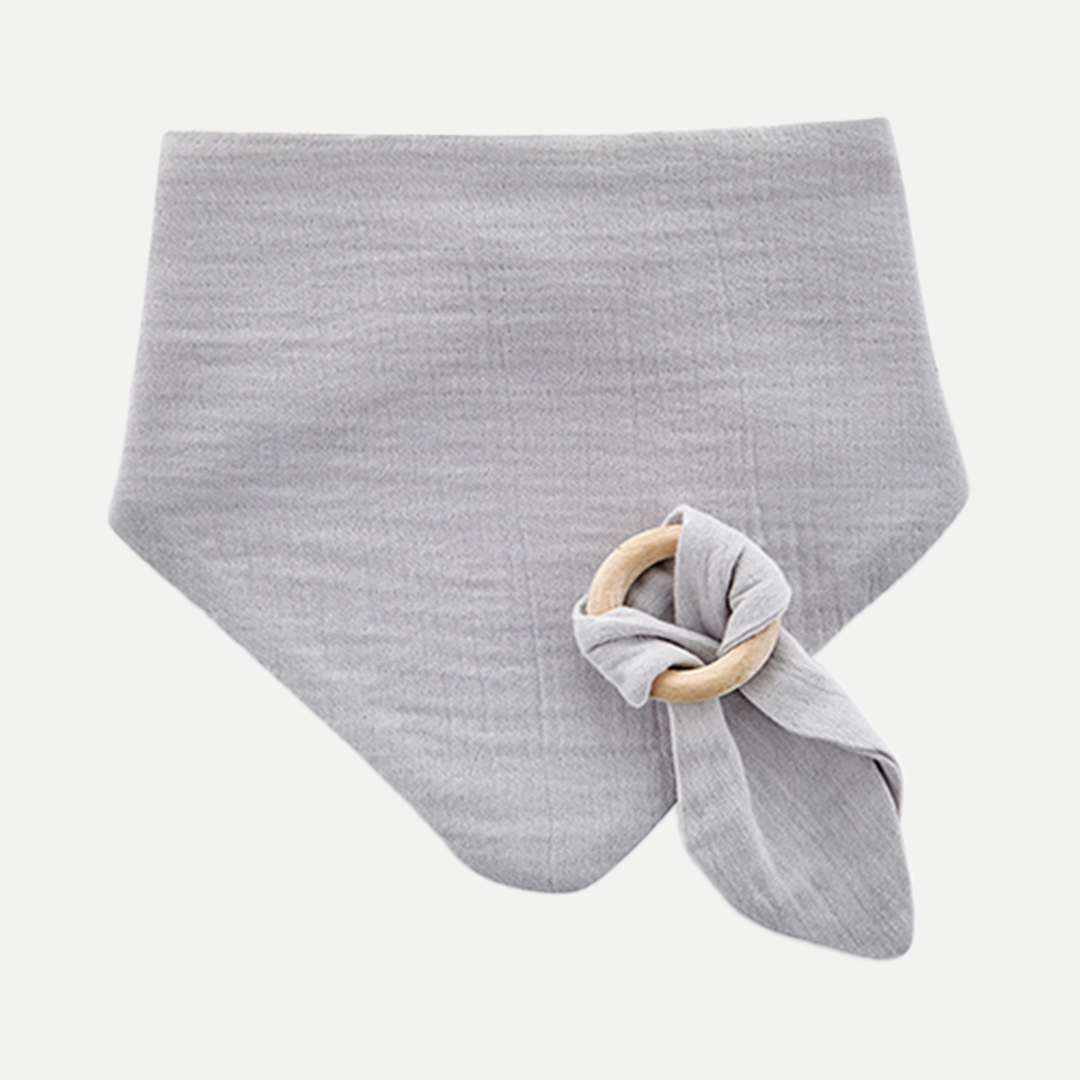 BabyJem Muslin Bib with Silicone Grey