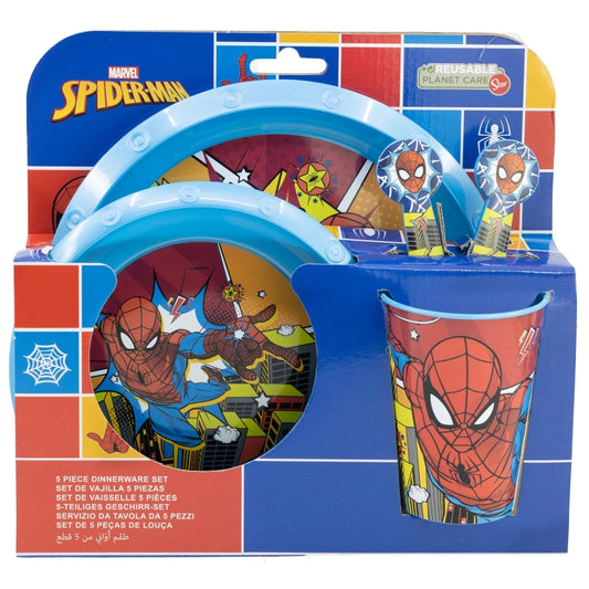 Stor - Easy Dinnerware 5pc Set with Cutlery | SPIDERMAN MIDNIGHT FLYER