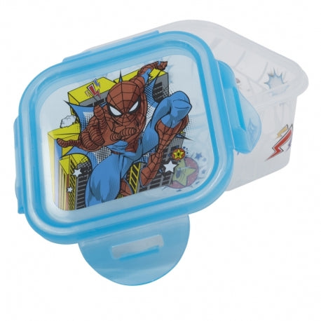 Stor - Square Hermetic Food Container - 290ml | SPIDERMAN MIDNIGHT FLYER