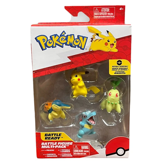 Pokemon - Battle Figure Multipack 4 Figures 2-Inch (Pikachu, Chikorita, Totodile, and Cyndaquil) | 4Y+