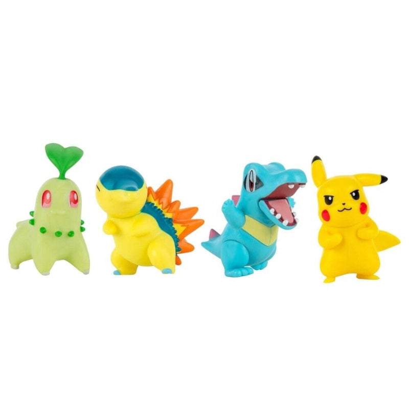 Pokemon - Battle Figure Multipack 4 Figures 2-Inch (Pikachu, Chikorita, Totodile, and Cyndaquil) | 4Y+